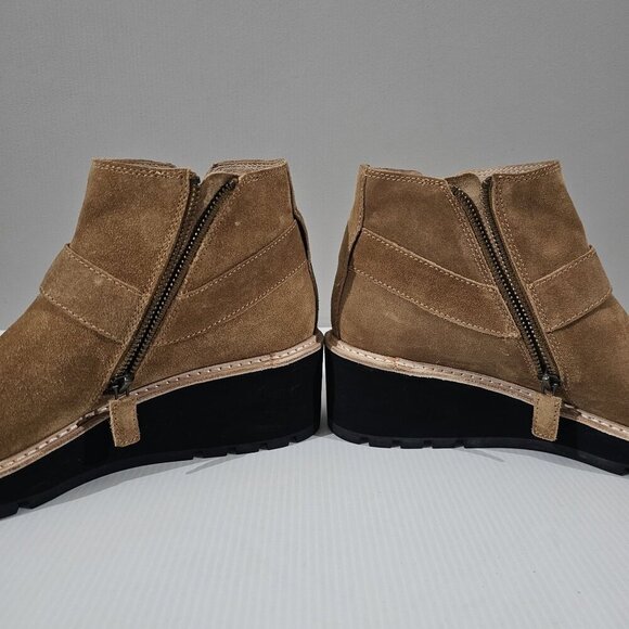 Eileen Fisher Cargo Ankle Boot Womens 9 Brown Suede Platform Wedge Comfort NEW - Picture 4 of 13